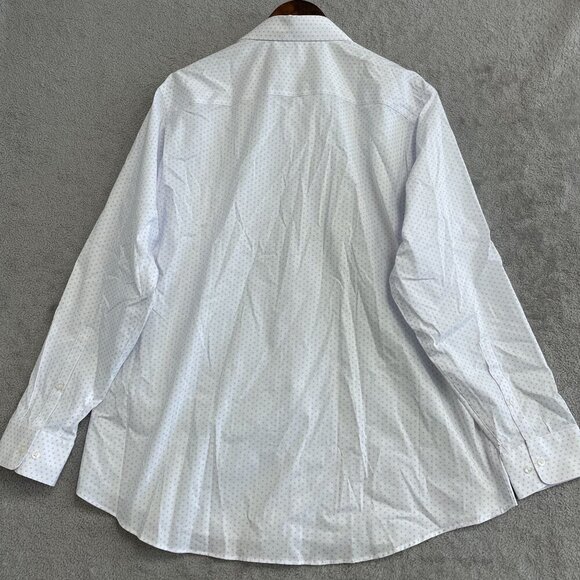 NWOT Calvin Klein Men's XL Wrinkle Free Fresh Dress Shirt White & Blue Pattern - Picture 2 of 7